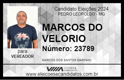 Candidato MARCOS DO VELORIO 2024 - PEDRO LEOPOLDO - Eleições