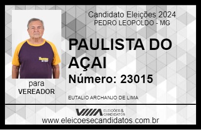 Candidato PAULISTA DO AÇAI 2024 - PEDRO LEOPOLDO - Eleições