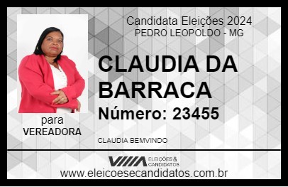 Candidato CLAUDIA DA BARRACA 2024 - PEDRO LEOPOLDO - Eleições