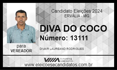 Candidato DIVA DO COCO 2024 - ERVÁLIA - Eleições