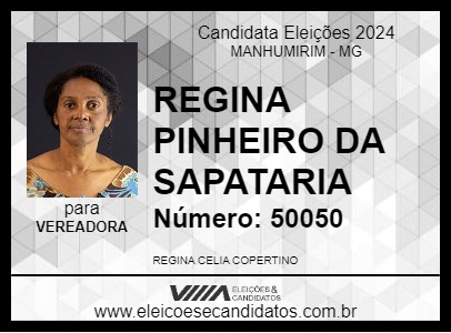 Candidato REGINA PINHEIRO DA SAPATARIA 2024 - MANHUMIRIM - Eleições