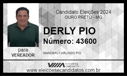 Candidato DERLY PIO 2024 - OURO PRETO - Eleições