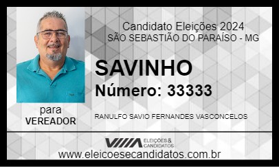 Candidato SAVINHO 2024 - SÃO SEBASTIÃO DO PARAÍSO - Eleições