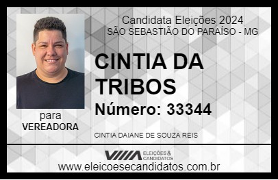 Candidato CINTIA DA TRIBOS 2024 - SÃO SEBASTIÃO DO PARAÍSO - Eleições