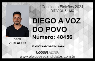 Candidato DIEGO A VOZ DO POVO 2024 - RITÁPOLIS - Eleições