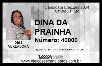 Candidato DINA DA PRAINHA 2024 - RITÁPOLIS - Eleições