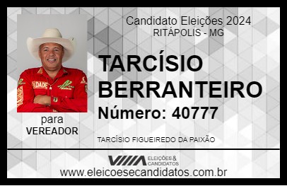 Candidato TARCÍSIO BERRANTEIRO 2024 - RITÁPOLIS - Eleições