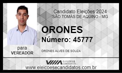 Candidato ORONES 2024 - SÃO TOMÁS DE AQUINO - Eleições