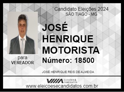 Candidato JOSÉ HENRIQUE MOTORISTA 2024 - SÃO TIAGO - Eleições