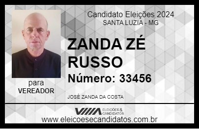 Candidato ZANDA ZÉ RUSSO 2024 - SANTA LUZIA - Eleições