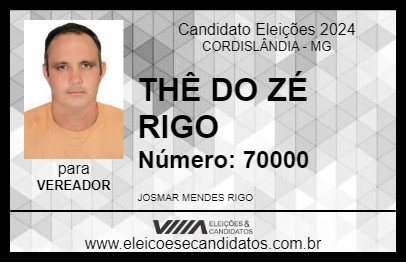 Candidato THÊ DO ZÉ RIGO 2024 - CORDISLÂNDIA - Eleições