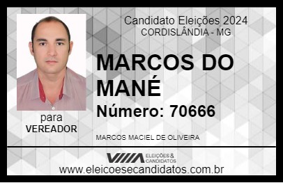 Candidato MARCOS DO MANÉ 2024 - CORDISLÂNDIA - Eleições