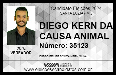 Candidato DIEGO KERN DA CAUSA ANIMAL 2024 - SANTA LUZIA - Eleições