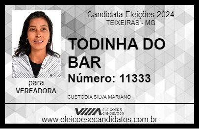 Candidato TODINHA DO BAR 2024 - TEIXEIRAS - Eleições