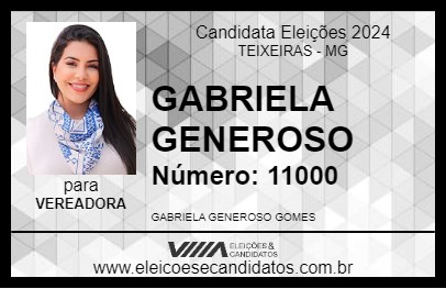 Candidato GABRIELA GENEROSO 2024 - TEIXEIRAS - Eleições