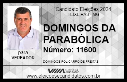 Candidato DOMINGOS DA PARABÓLICA 2024 - TEIXEIRAS - Eleições