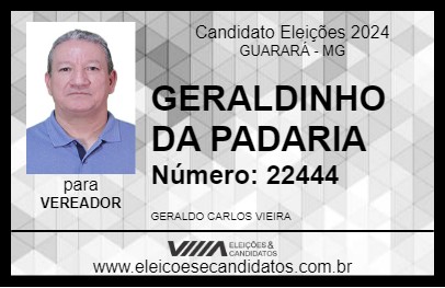 Candidato GERALDINHO DA PADARIA 2024 - GUARARÁ - Eleições