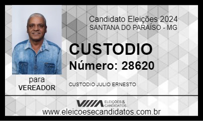 Candidato CUSTODIO 2024 - SANTANA DO PARAÍSO - Eleições