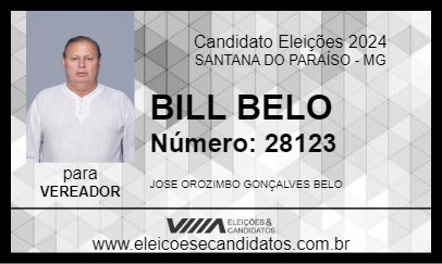 Candidato BILL BELO 2024 - SANTANA DO PARAÍSO - Eleições