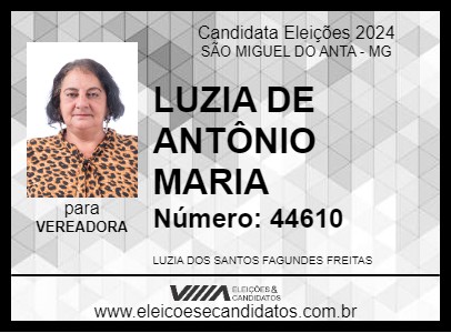 Candidato LUZIA DE ANTÔNIO MARIA 2024 - SÃO MIGUEL DO ANTA - Eleições