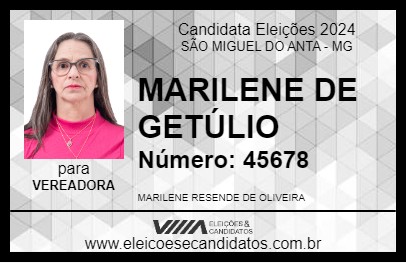 Candidato MARILENE DE GETÚLIO 2024 - SÃO MIGUEL DO ANTA - Eleições