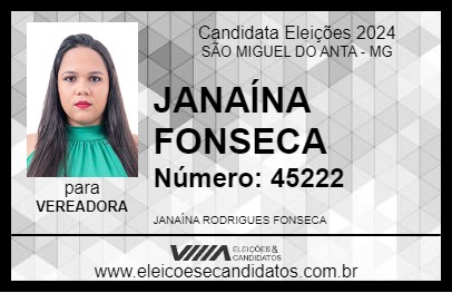 Candidato JANAÍNA FONSECA 2024 - SÃO MIGUEL DO ANTA - Eleições