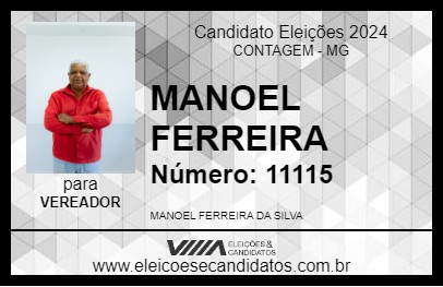 Candidato MANOEL FERREIRA 2024 - CONTAGEM - Eleições