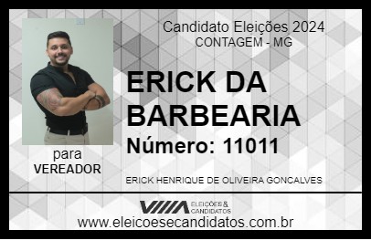 Candidato ERICK DA BARBEARIA 2024 - CONTAGEM - Eleições