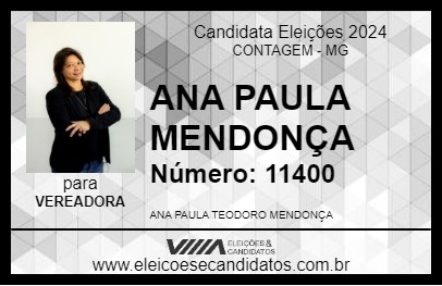 Candidato ANA PAULA MENDONÇA 2024 - CONTAGEM - Eleições