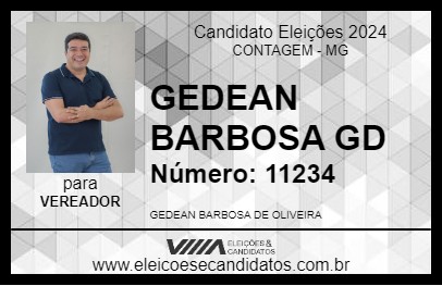 Candidato GEDEAN BARBOSA GD 2024 - CONTAGEM - Eleições