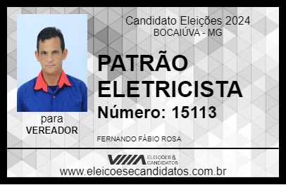 Candidato PATRÃO ELETRICISTA 2024 - BOCAIÚVA - Eleições