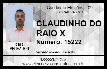 Candidato CLAUDINHO DO RAIO X 2024 - BOCAIÚVA - Eleições