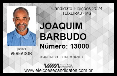 Candidato JOAQUIM BARBUDO 2024 - TEIXEIRAS - Eleições