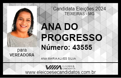 Candidato ANA DO PROGRESSO 2024 - TEIXEIRAS - Eleições