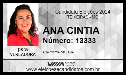 Candidato ANA CINTIA 2024 - TEIXEIRAS - Eleições