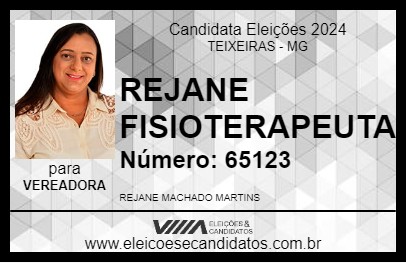 Candidato REJANE FISIOTERAPEUTA 2024 - TEIXEIRAS - Eleições