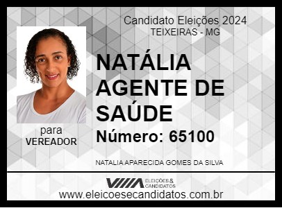 Candidato NATÁLIA AGENTE DE SAÚDE 2024 - TEIXEIRAS - Eleições