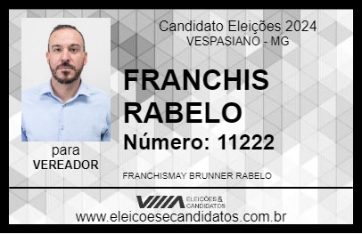 Candidato FRANCHIS RABELO 2024 - VESPASIANO - Eleições