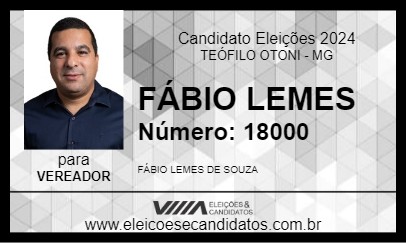 Candidato FÁBIO LEMES 2024 - TEÓFILO OTONI - Eleições