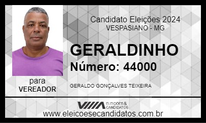 Candidato GERALDINHO 2024 - VESPASIANO - Eleições