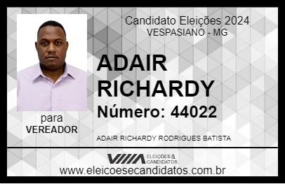 Candidato ADAIR RICHARDY 2024 - VESPASIANO - Eleições