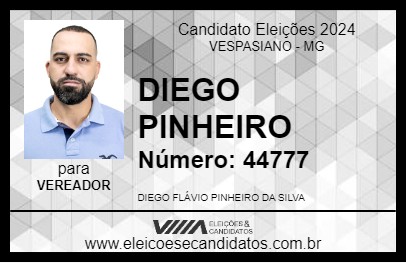 Candidato DIEGO PINHEIRO 2024 - VESPASIANO - Eleições