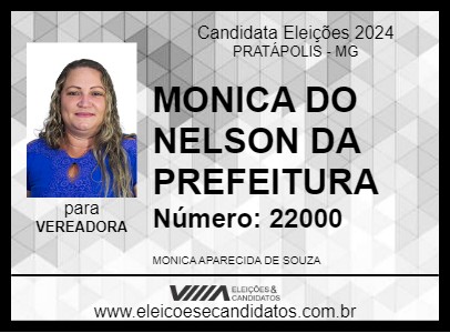 Candidato MONICA DO NELSON DA PREFEITURA 2024 - PRATÁPOLIS - Eleições