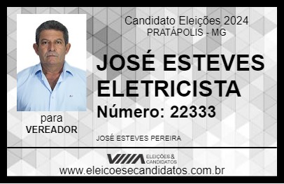 Candidato JOSÉ ESTEVES ELETRICISTA 2024 - PRATÁPOLIS - Eleições