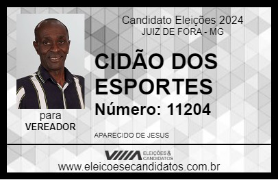 Candidato CIDÃO DOS ESPORTES 2024 - JUIZ DE FORA - Eleições