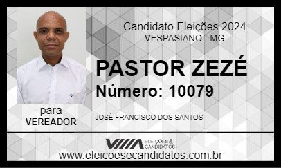 Candidato PASTOR ZEZÉ 2024 - VESPASIANO - Eleições