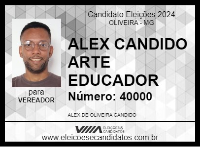 Candidato ALEX CANDIDO  ARTE EDUCADOR 2024 - OLIVEIRA - Eleições