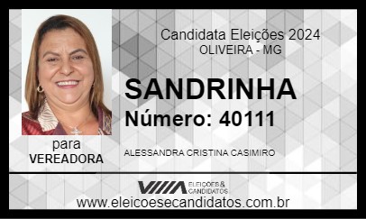 Candidato SANDRINHA 2024 - OLIVEIRA - Eleições