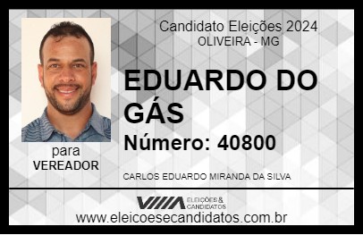 Candidato EDUARDO DO GÁS 2024 - OLIVEIRA - Eleições