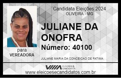 Candidato JULIANE DA ONOFRA 2024 - OLIVEIRA - Eleições